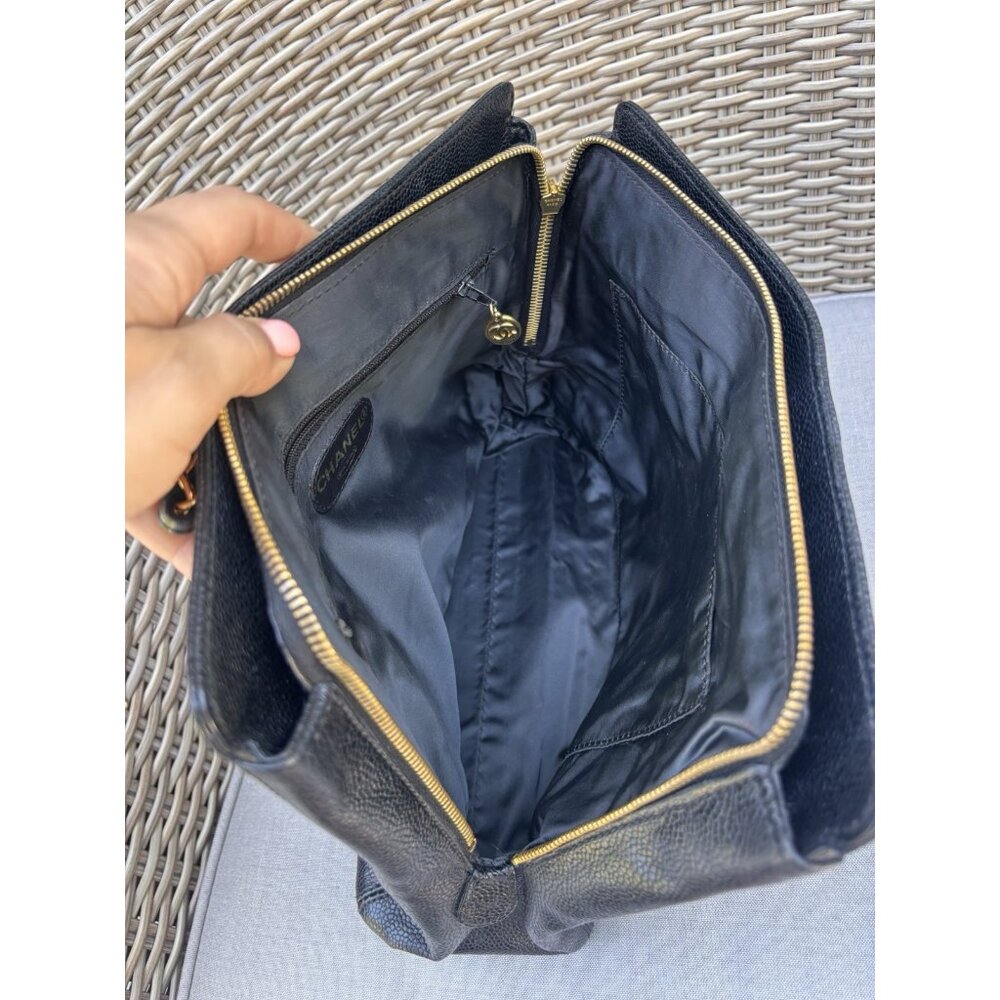 Authentic Chanel black caviar leather embroidered mini tote - Picture 13 of 16